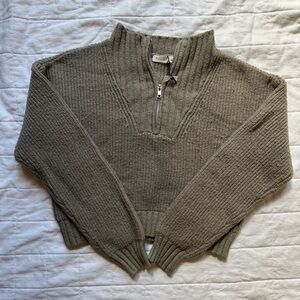 Active USA Khaki Cowl Neck Sweater